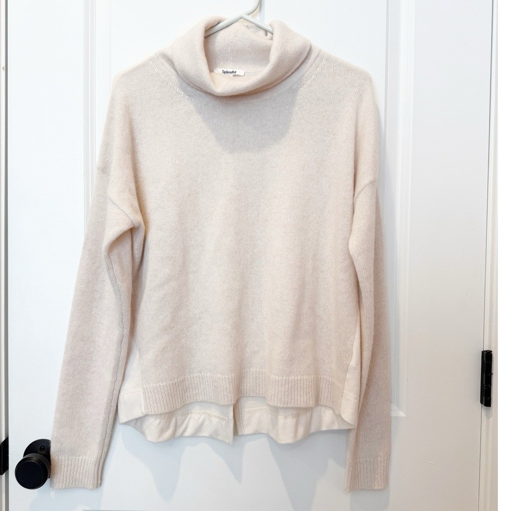 Splendid Beige Cashmere Turtleneck Sweater Small Quite Luxury Capsule Old Money